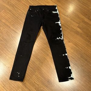 Levi’s 511 Custom Dyed 31” Waist x 32” inseam - Black w/ White on left leg